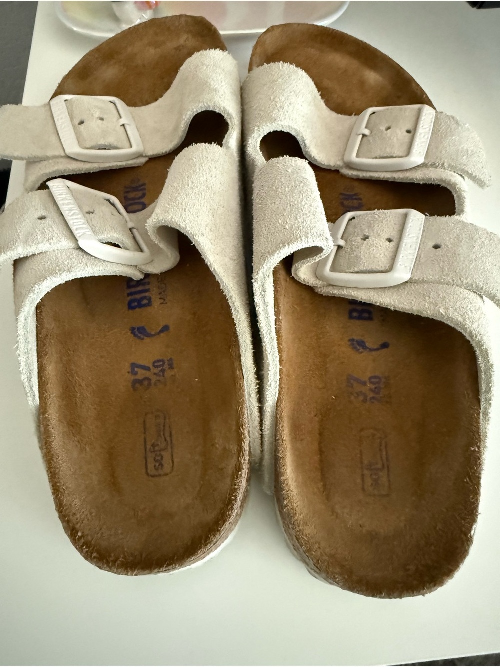 Birkenstock Arizona Sandals in Light Cream Suede - Picture 3 of 4